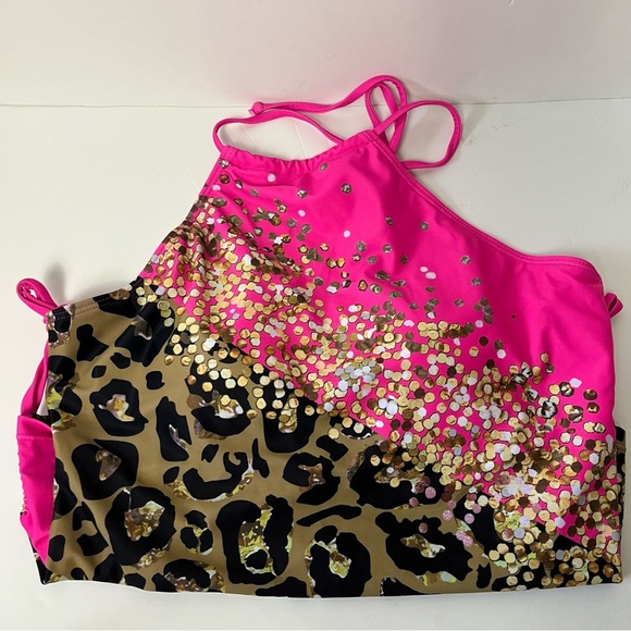 Shein Leopard Print and Pink 2 Piece Tankini XL - Picture 4 of 8